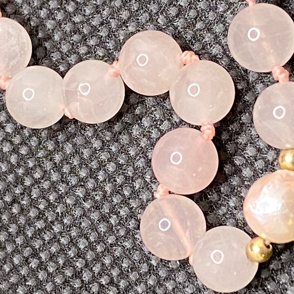 14k Hong Kong WW Rose Quartz Beaded Heart Pendant Necklace - Picture 10 of 14